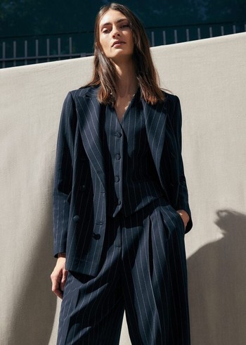 Phase Eight Pia Pinstripe Coats Navy Australia | XG8257491